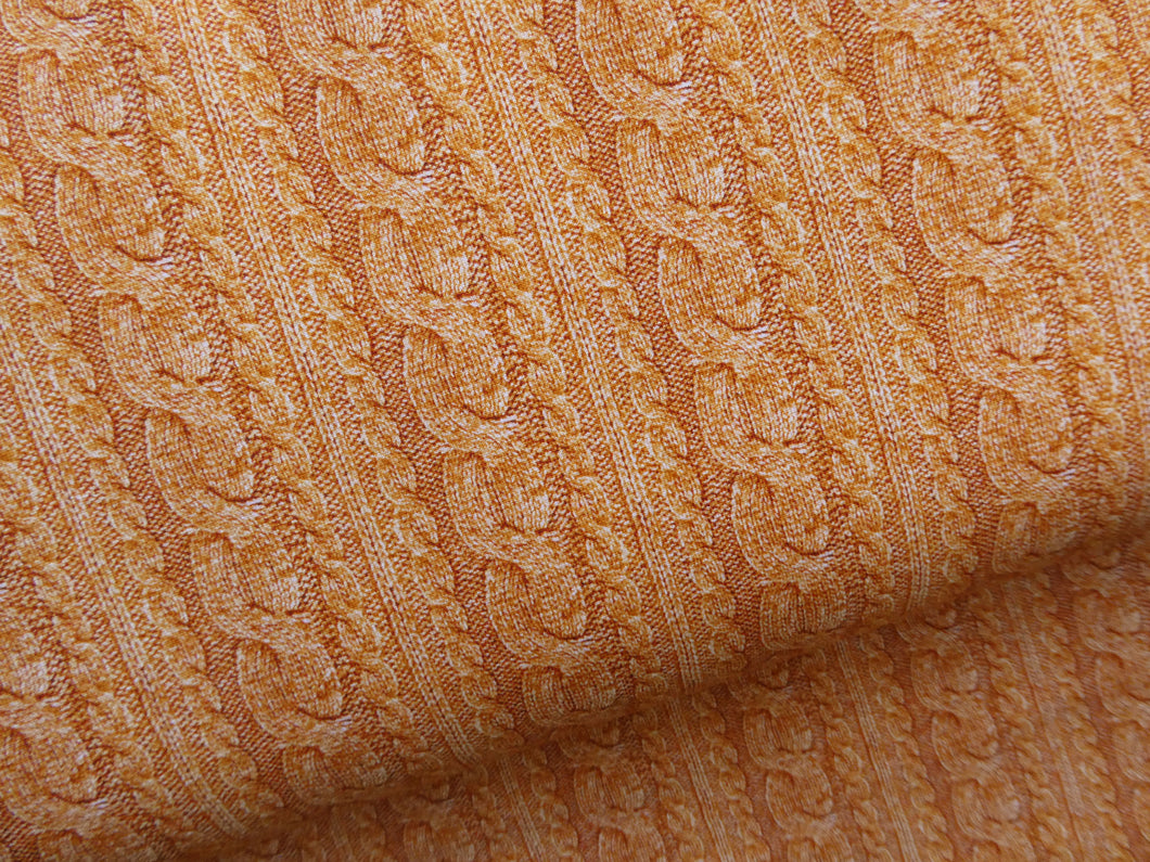 Cable knit effect French terry, ochre