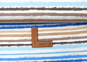 Paint Stripes Blue cotton jersey