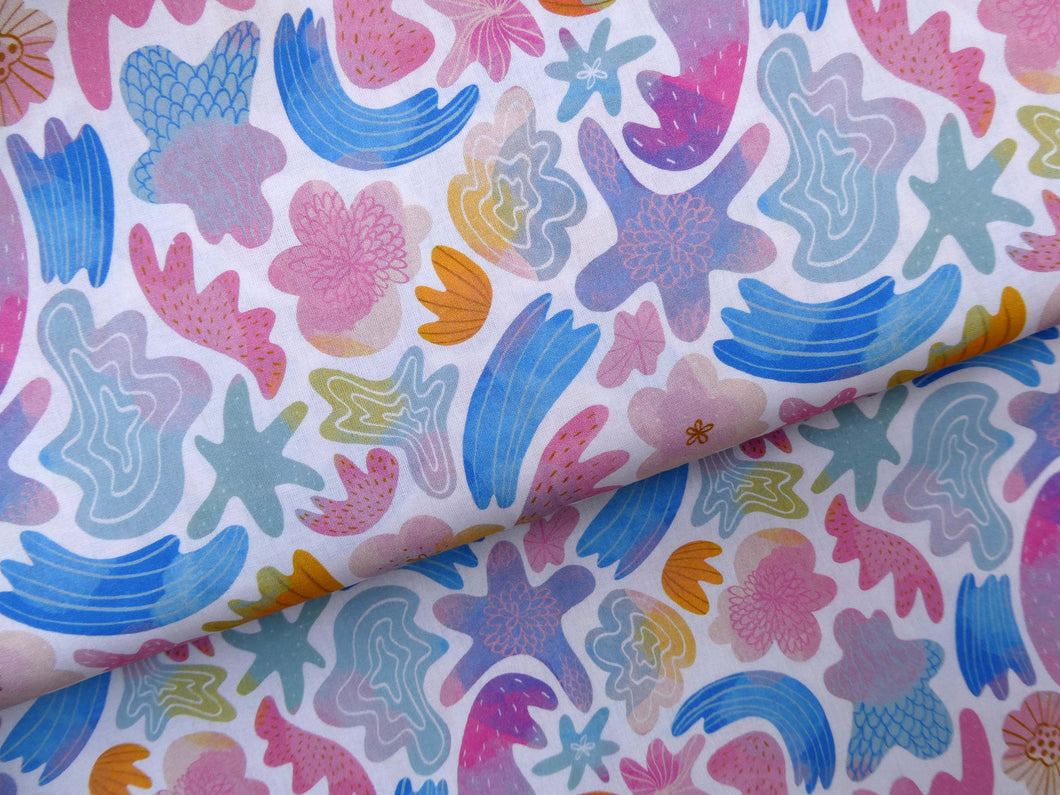 Watercolour Shells cotton fabric