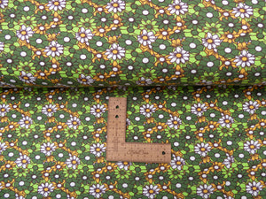 Vintage Flowers Green cotton jersey 0.65 M PIECE