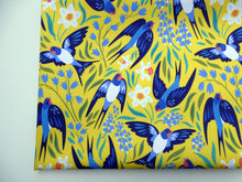 Load image into Gallery viewer, Swallows on yellow STRETCH COTTON

