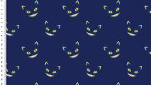 Load image into Gallery viewer, Ghost cats on navy cotton jersey
