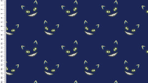 Ghost cats on navy cotton jersey