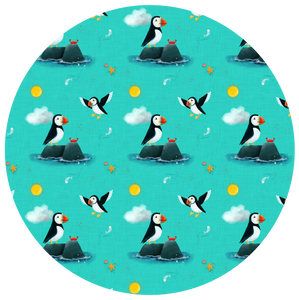 Puffins' Life on turquoise jersey, exclusive ETA W/C 24.03