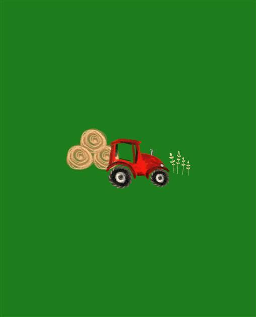 Wee Highlander tractor on green French terry panel, child